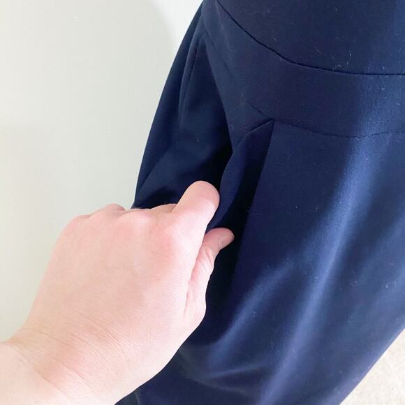 NWT J. Crew Navy Blue Sleeveless Pencil Dress Women's Size 6 Crew Neck Pockets - Picture 3 of 9